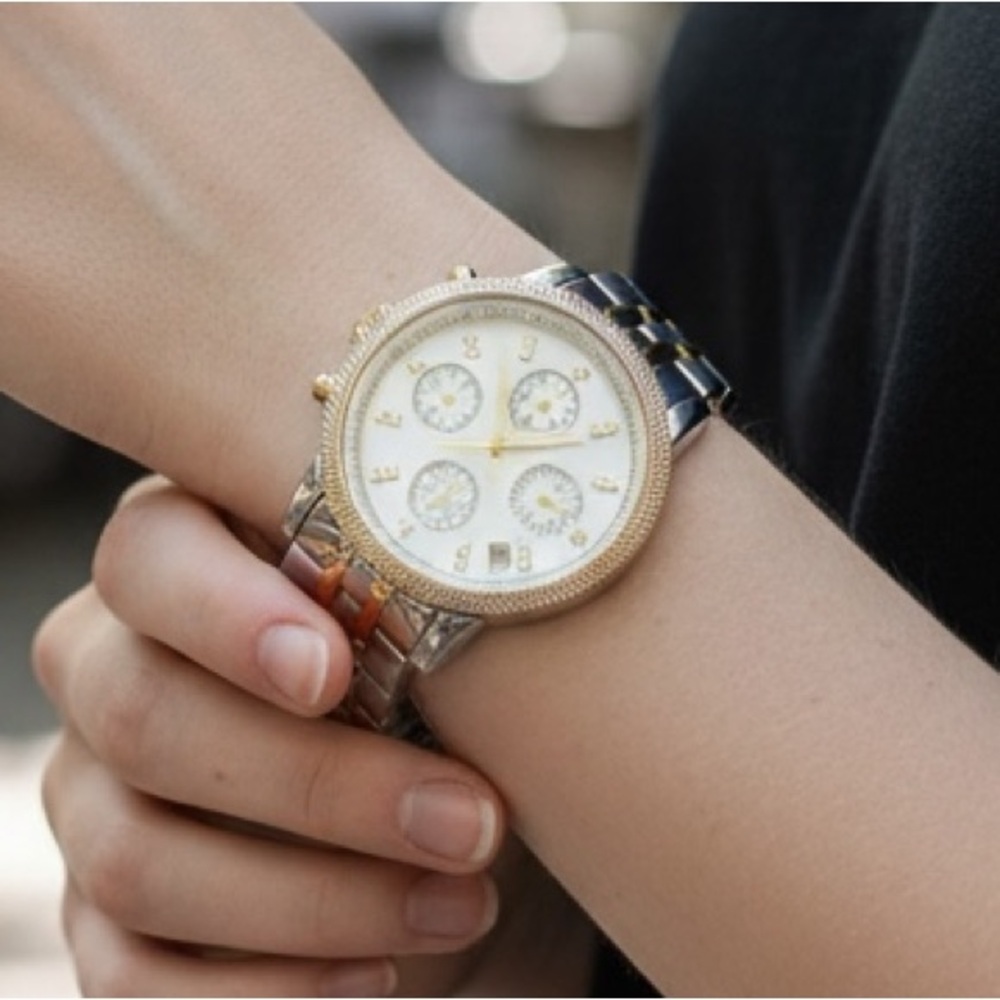 Michael Kors Women’s Two Tone Chronograph Watch Gold Silver